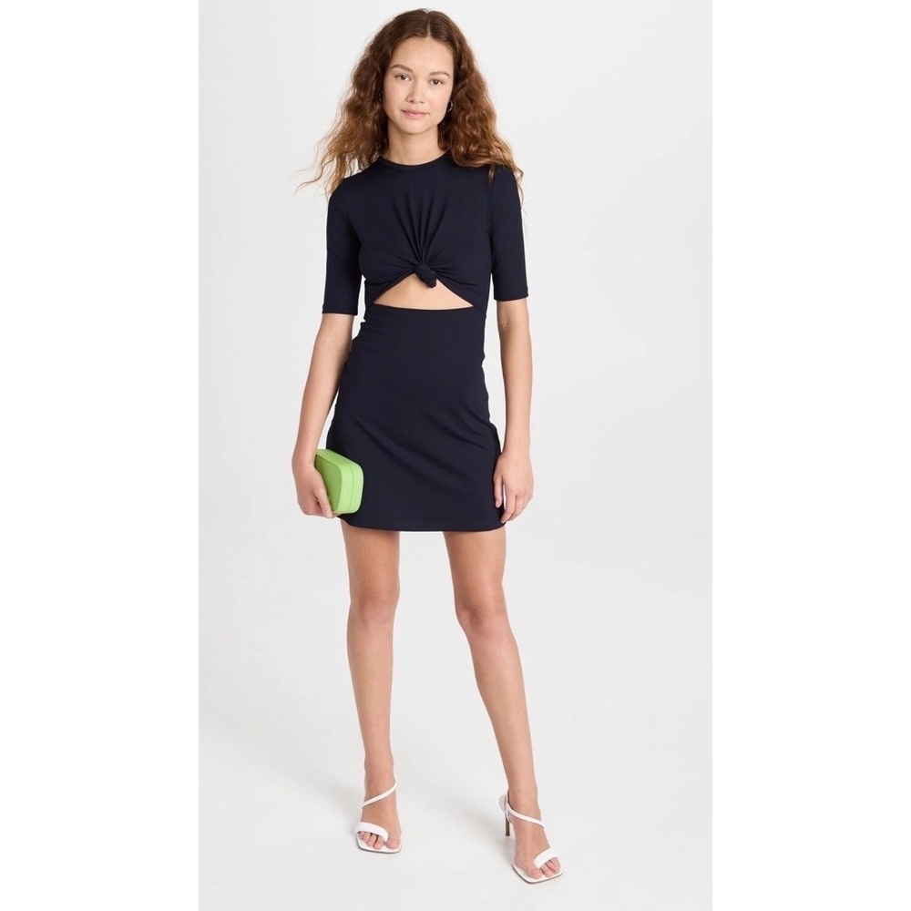 NWT Susana Monaco Knot Front Dress‎ Black Vista Size S Short Sleeve Cutout LBD
